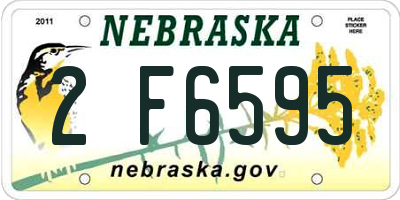 NE license plate 2F6595