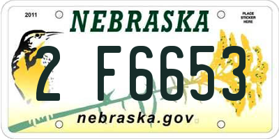 NE license plate 2F6653