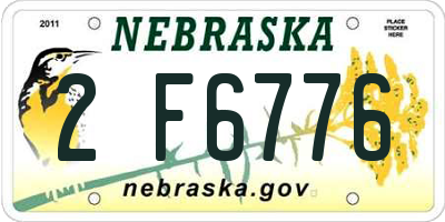 NE license plate 2F6776