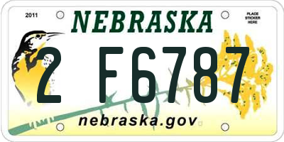 NE license plate 2F6787