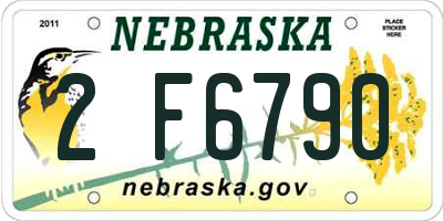 NE license plate 2F6790