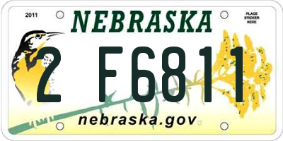 NE license plate 2F6811