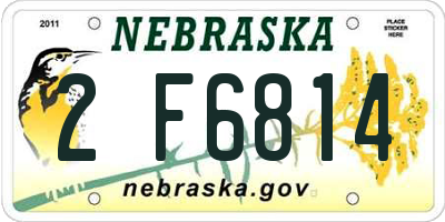 NE license plate 2F6814