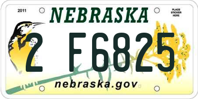 NE license plate 2F6825