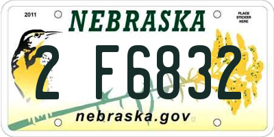 NE license plate 2F6832