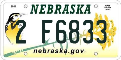 NE license plate 2F6833