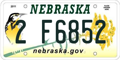 NE license plate 2F6852