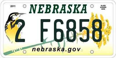 NE license plate 2F6858
