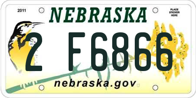 NE license plate 2F6866