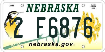 NE license plate 2F6876