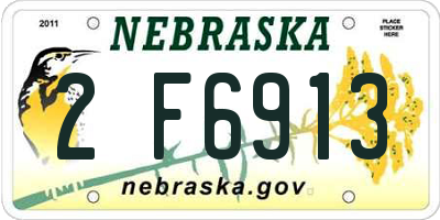 NE license plate 2F6913