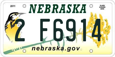 NE license plate 2F6914