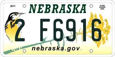 NE license plate 2F6916