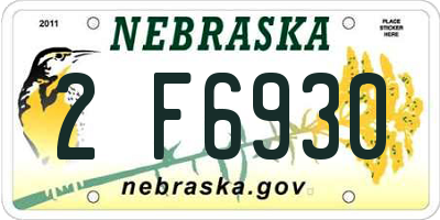 NE license plate 2F6930