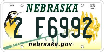 NE license plate 2F6992