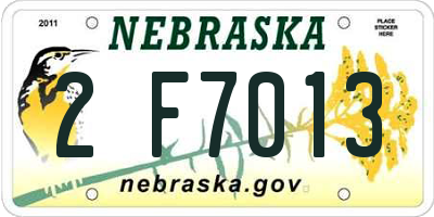 NE license plate 2F7013