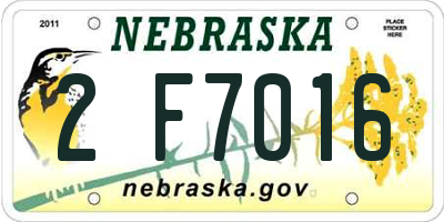NE license plate 2F7016