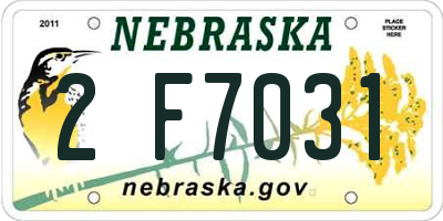 NE license plate 2F7031
