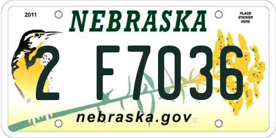 NE license plate 2F7036