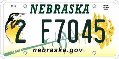 NE license plate 2F7045
