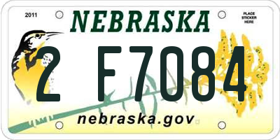 NE license plate 2F7084