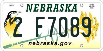 NE license plate 2F7089