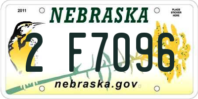 NE license plate 2F7096