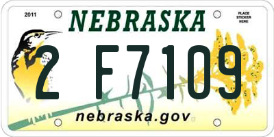 NE license plate 2F7109