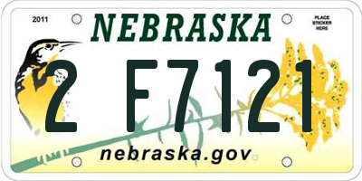 NE license plate 2F7121