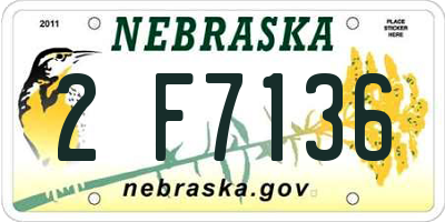 NE license plate 2F7136