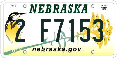 NE license plate 2F7153