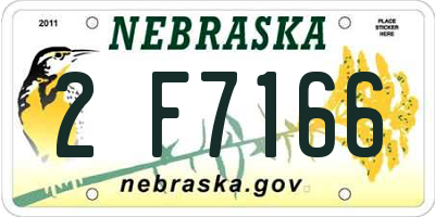 NE license plate 2F7166
