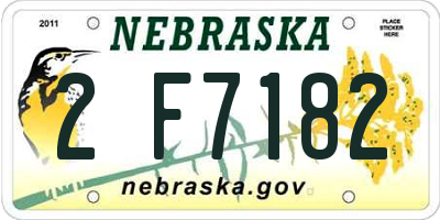 NE license plate 2F7182