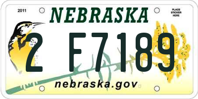 NE license plate 2F7189