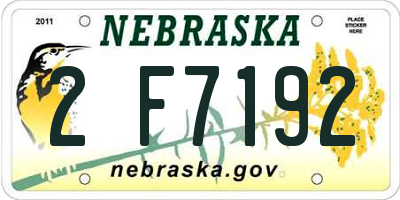 NE license plate 2F7192