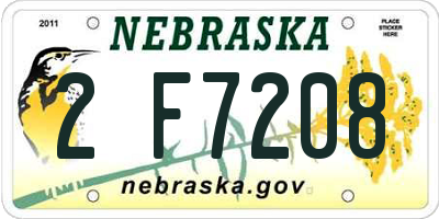 NE license plate 2F7208