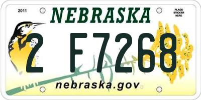 NE license plate 2F7268