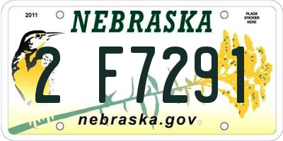 NE license plate 2F7291