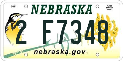 NE license plate 2F7348