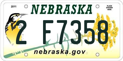 NE license plate 2F7358