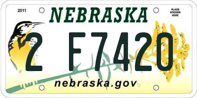 NE license plate 2F7420