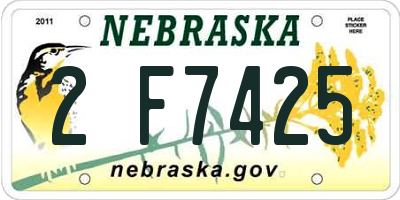 NE license plate 2F7425