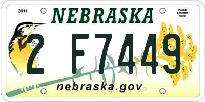 NE license plate 2F7449