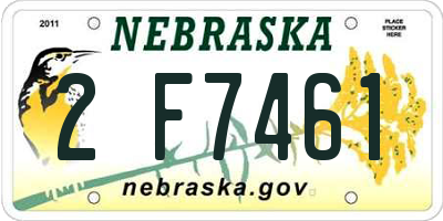 NE license plate 2F7461