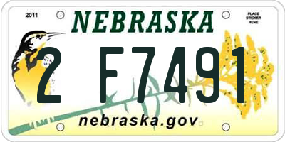NE license plate 2F7491