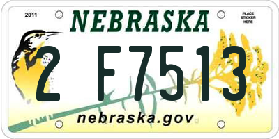 NE license plate 2F7513