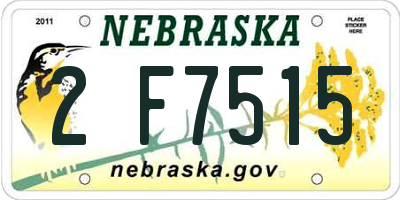 NE license plate 2F7515