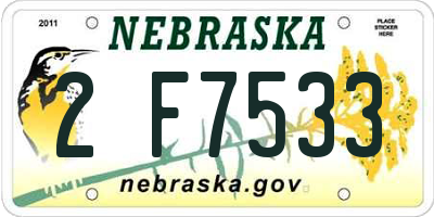NE license plate 2F7533