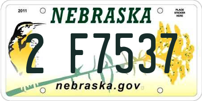 NE license plate 2F7537