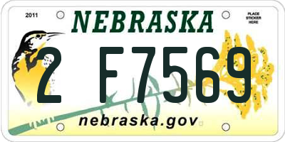 NE license plate 2F7569